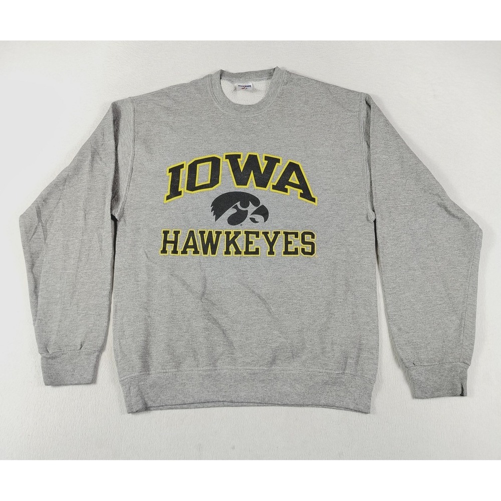 Vintage Jerzees Sweatshirt Mens Medium Gray 90's Iowa Hawkeyes NCAA Football